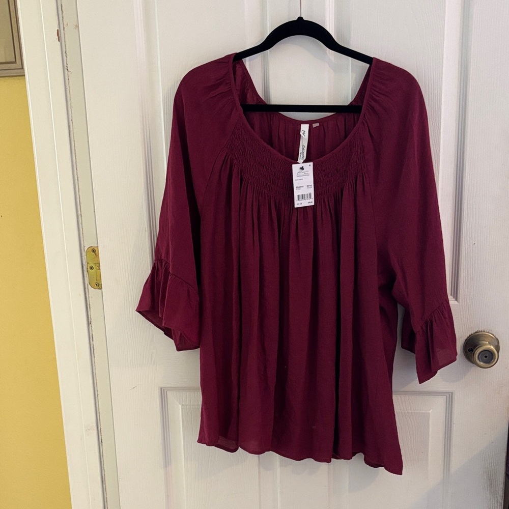 NY Collection Burgundy Blouse